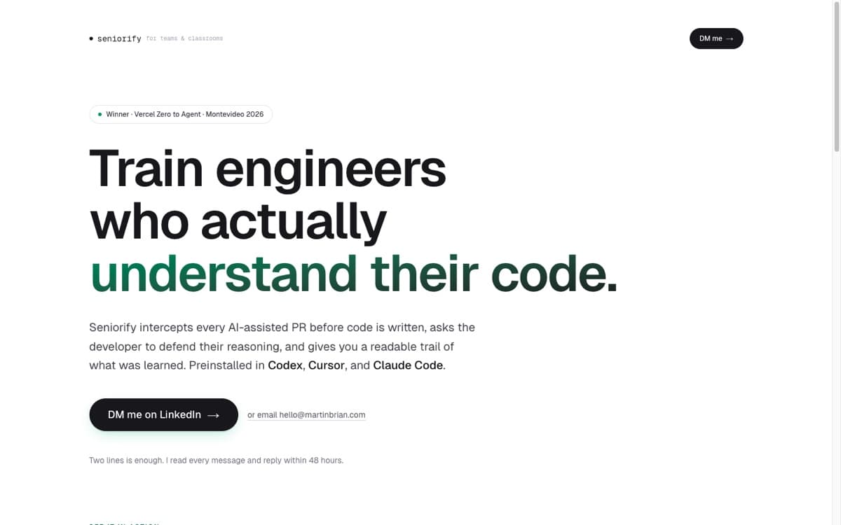 Seniorify.dev — landing page